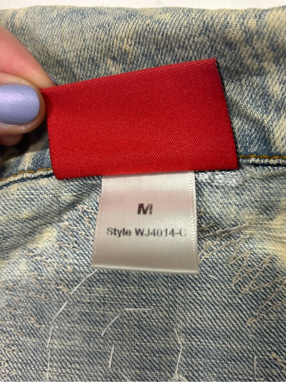 Western Chief Light Wash Denim Jean Jacket with Cream Accent